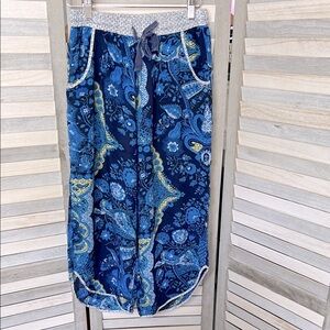 Anthropologie Eloise Blue Paisley Sleep crop pants